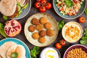 Table served with middle eastern traditional dishes